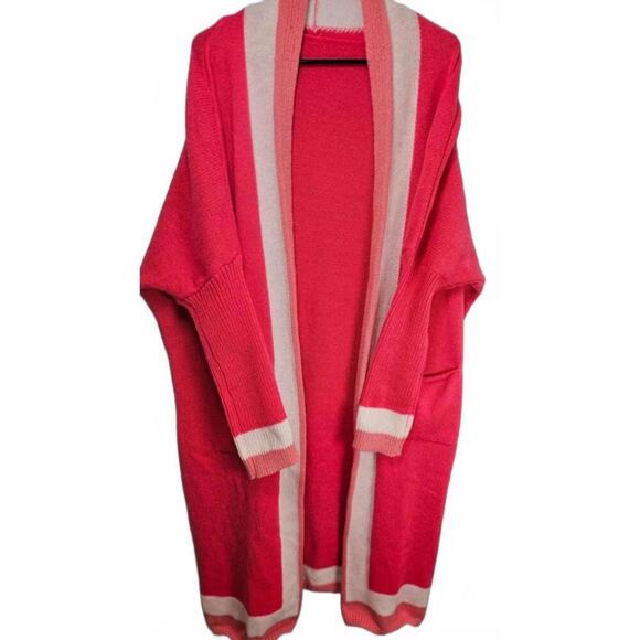 Shein Hot Pink Open-Front Oversized Cardigan Size Large - Picture 2 of 7